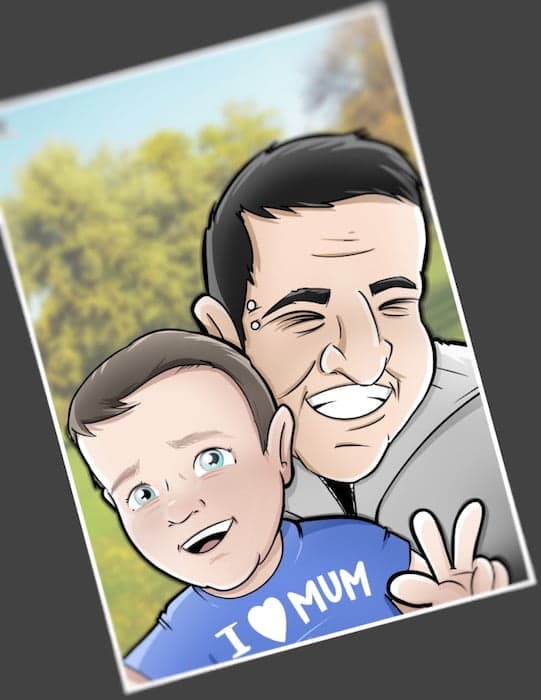 Ilustración Caricatura Personalizada - Padre e Hijo - tuvidaencomic.com