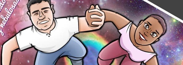 Ilustración Caricatura Personalizada - Pareja - fly me to the moon 0