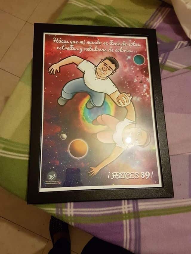 Ilustración Caricatura Personalizada - Pareja - Flying to the Moon - Resultado Final 1