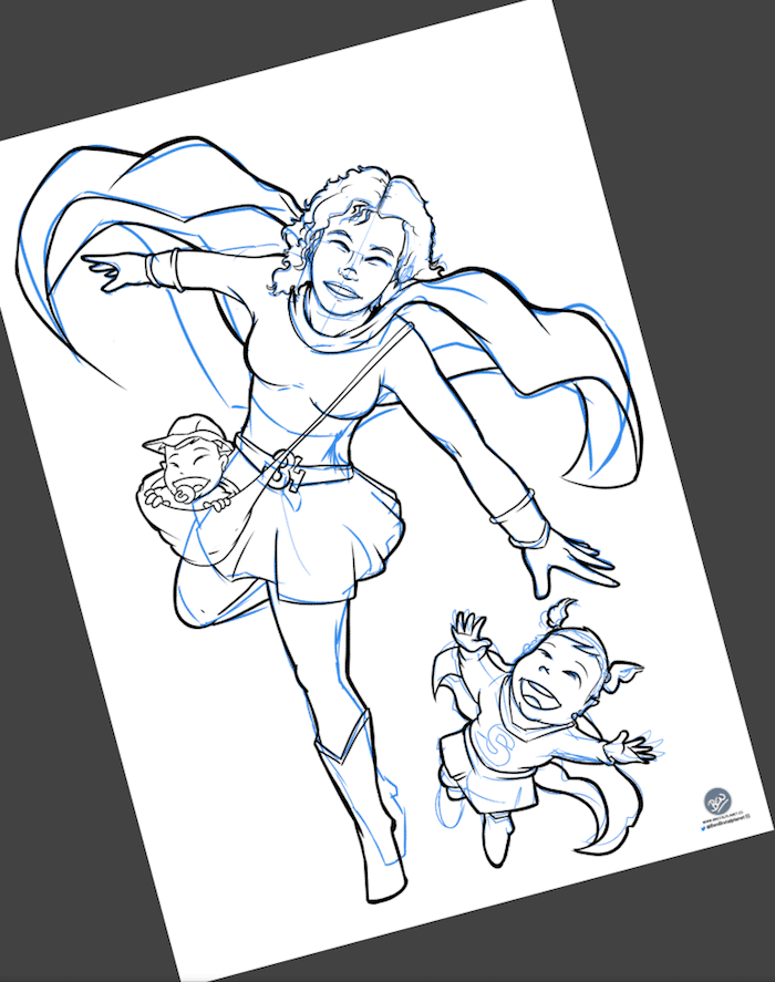 Ilustración Caricatura Personalizada - SuperMami 3