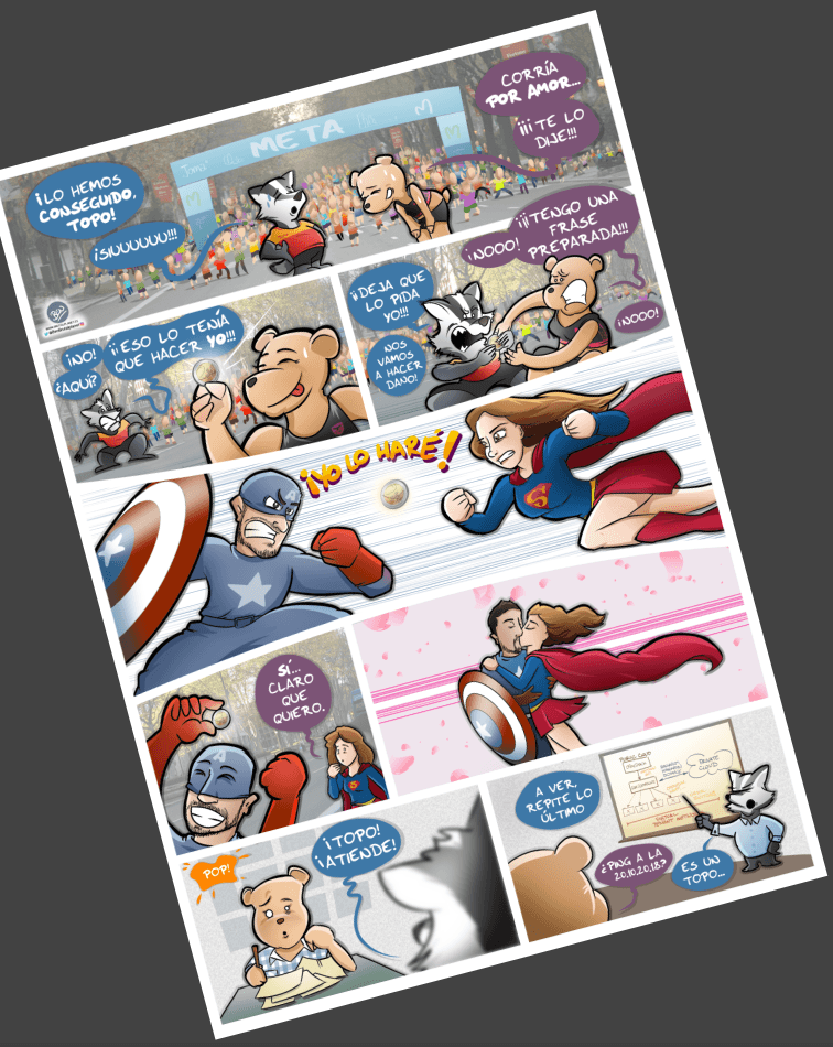 Ilustración Cómic Personalizado - Tejón Topo y la moneda de dos euros - Caricatura Personalizada 5