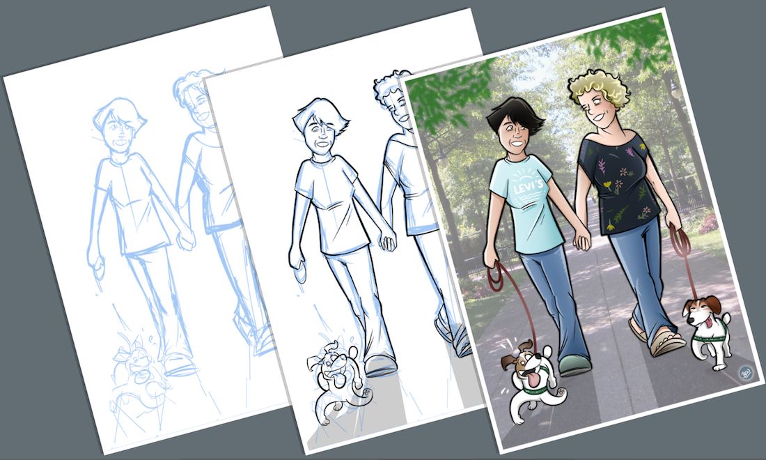 Caricatura - Ilustración Personalizada - Tu Vida en Cómic - tuvidaencomic.com - inmortalizando besos A