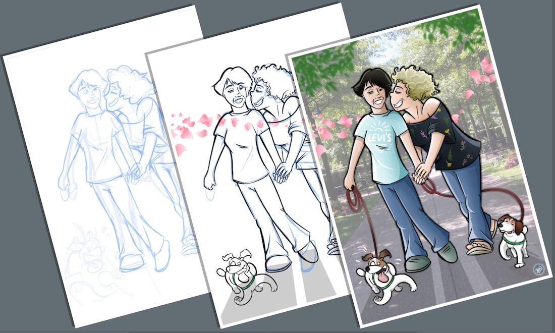 Caricatura - Ilustración Personalizada - Tu Vida en Cómic - tuvidaencomic.com - inmortalizando besos B