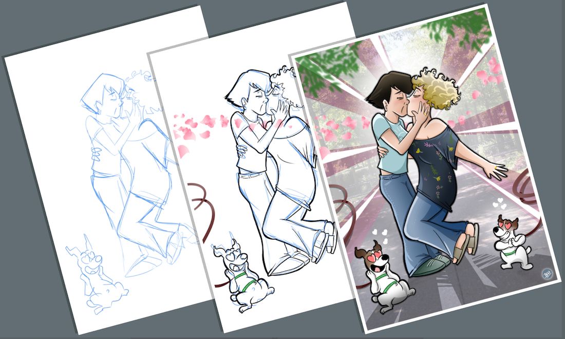 Caricatura - Ilustración Personalizada - Tu Vida en Cómic - tuvidaencomic.com - inmortalizando besos C