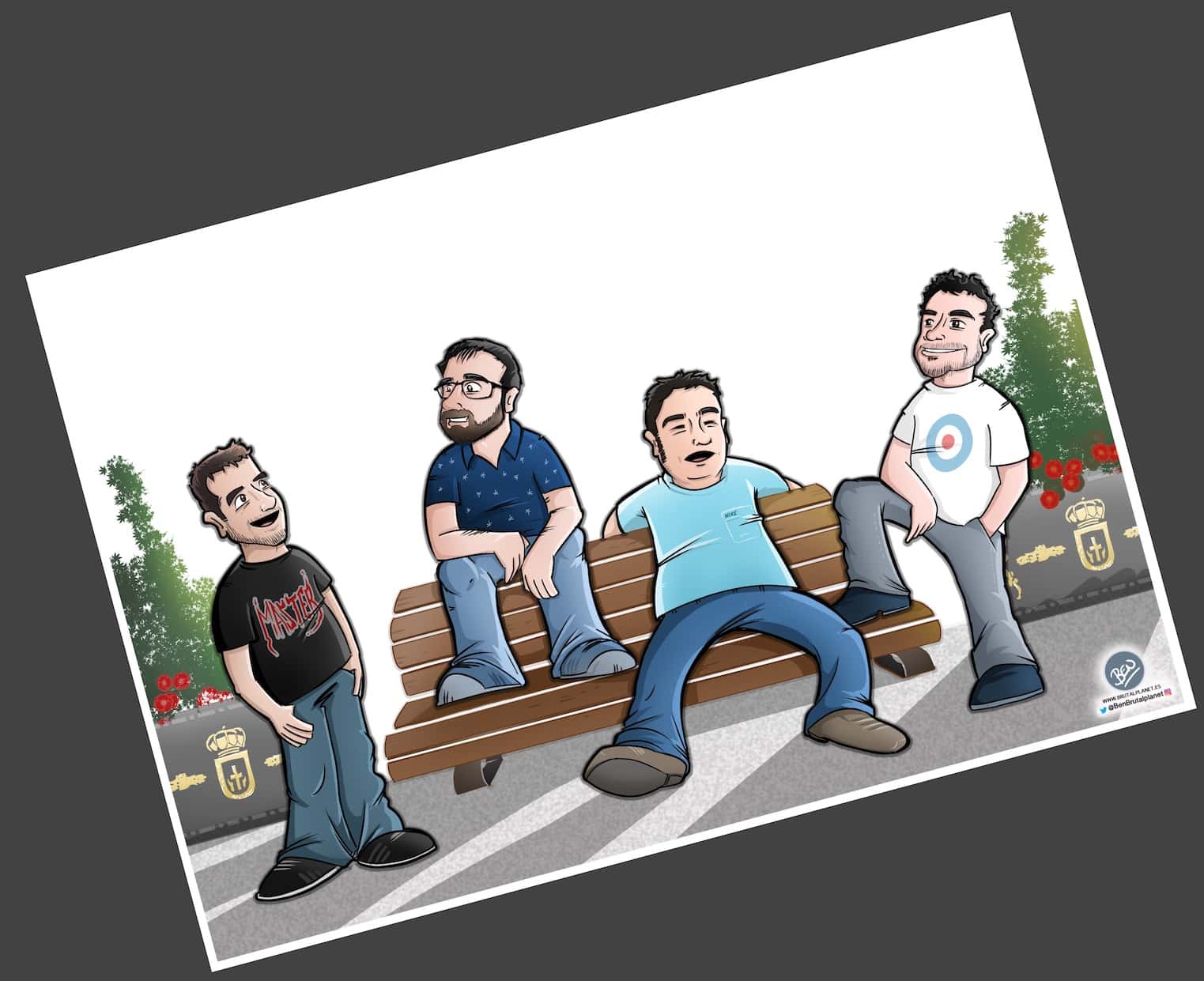Caricatura Personalizada - Waiting on a Friend (Caricatura grupo de amigos) - 3