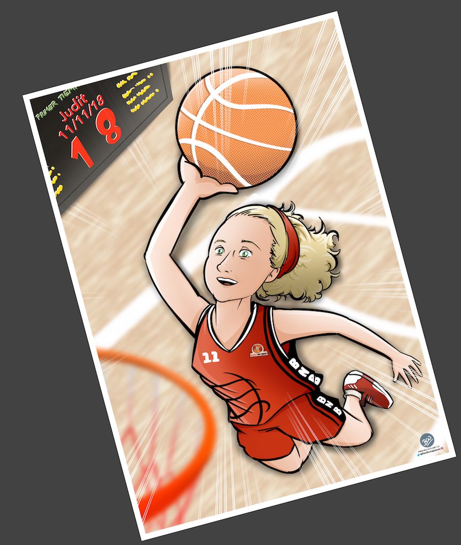Ilustración - Caricatura Personalizada - Pasión por el baloncesto 2