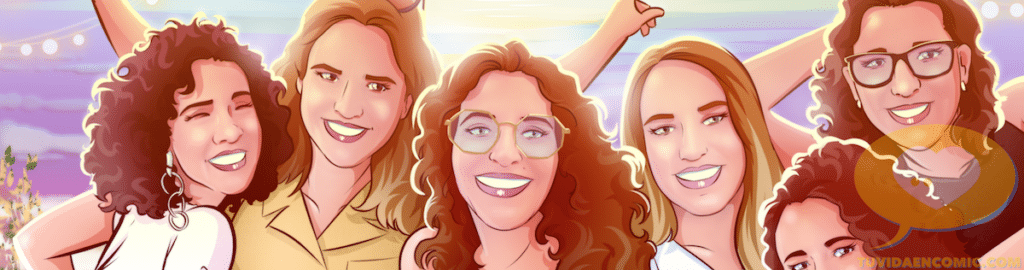 Ilustración de grupo - Regalo para las mejores amigas - Caricatura de grupo de amigas - www.tuvidaencomic.com - regalos personalizados - regalo de boda original - 6
